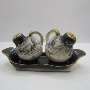 Dragon Ware Salt and Pepper Shakers with Tray